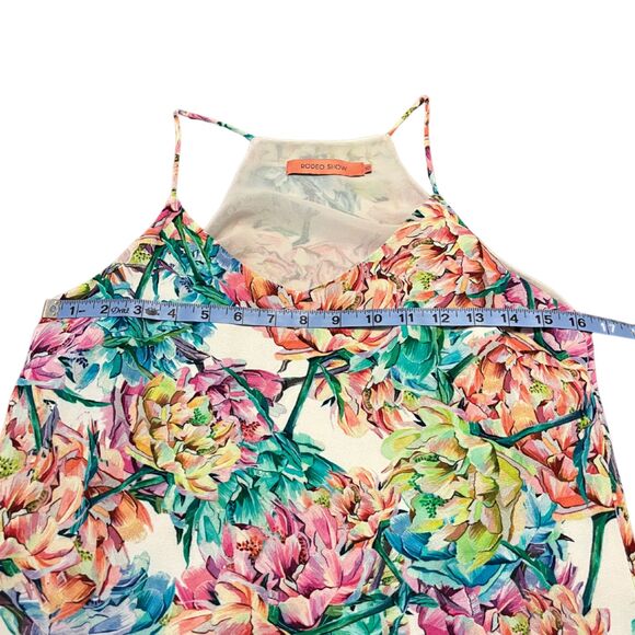 Women's Rodeo Show Colorful Floral Tank Size 10 Spaghetti Top Racerback - Picture 7 of 8